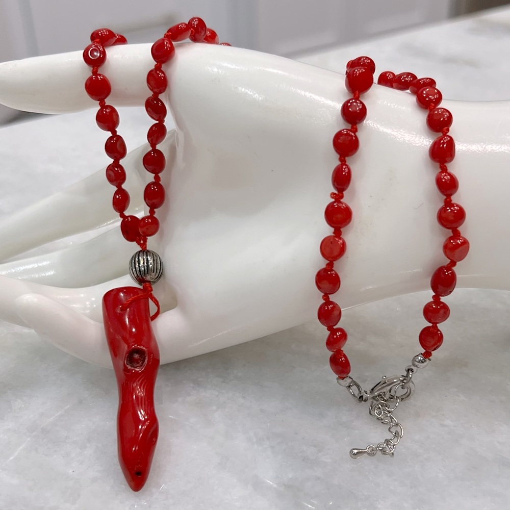 Bamboo Coral Pendant 22-24” Necklace